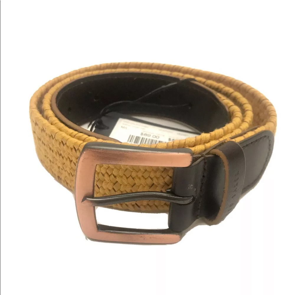 Ted Baker Galan Woven Leather Elastic Men’s Belt Mustard M/L